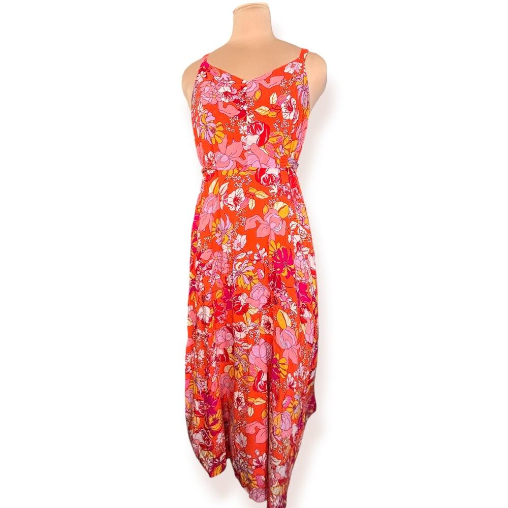 Ivy Street Retro Floral Maxi Dress Rayon Boho Summer Vacation Garden Party Flowy